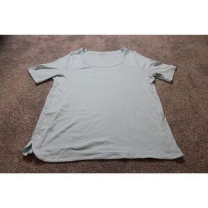 Womens Talbots Shirt Size 1X Plus T-Shirt 100% Cotton Tee Light Blue Short Sleev